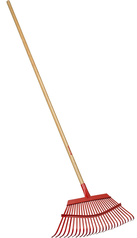 CORONA RK 62001 Leaf Rake, Steel Tine, 25-Tine, Wood Handle, 54 in L Handle