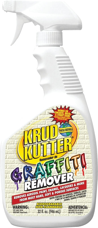 Krud Kutter GR326 Graffiti Remover, Liquid, Mild, Clear, 32 oz