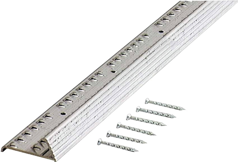 M-D 78055 Fluted Carpet Gripper, 36 in L, 1-3/8 in W, Aluminum, Silver