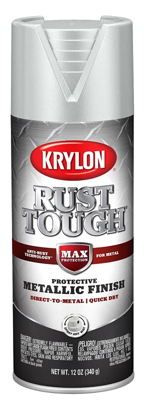 Krylon Rust Tough K09232008 Enamel Spray Paint, Metallic, Silver, 12 oz, Can
