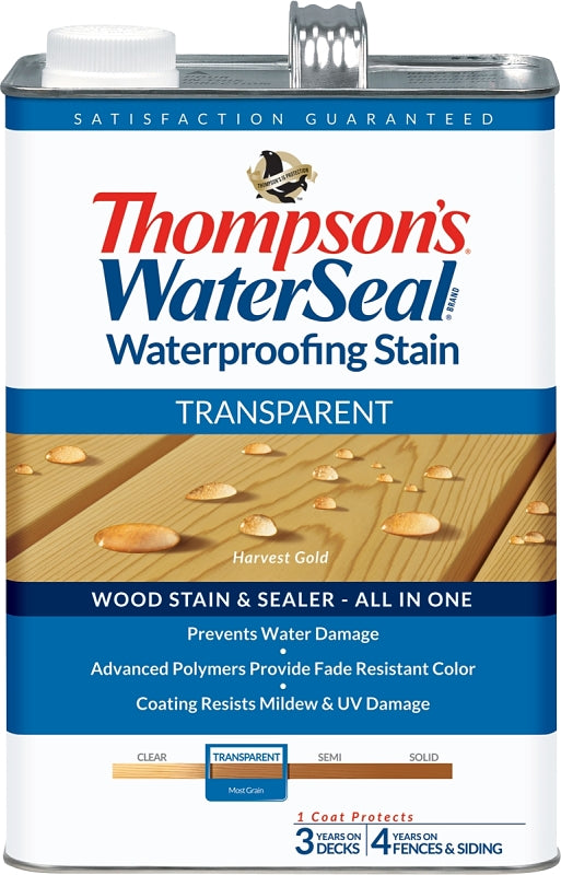 Thompson's WaterSeal TH.091201-16 Wood Sealer, Transparent, Liquid, Harvest Gold, 1 gal