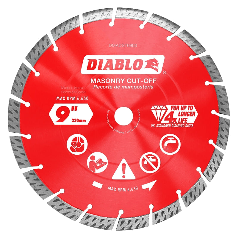 Diablo DMADST0900 Saw Blade, 9 in Dia, Segmented Rim