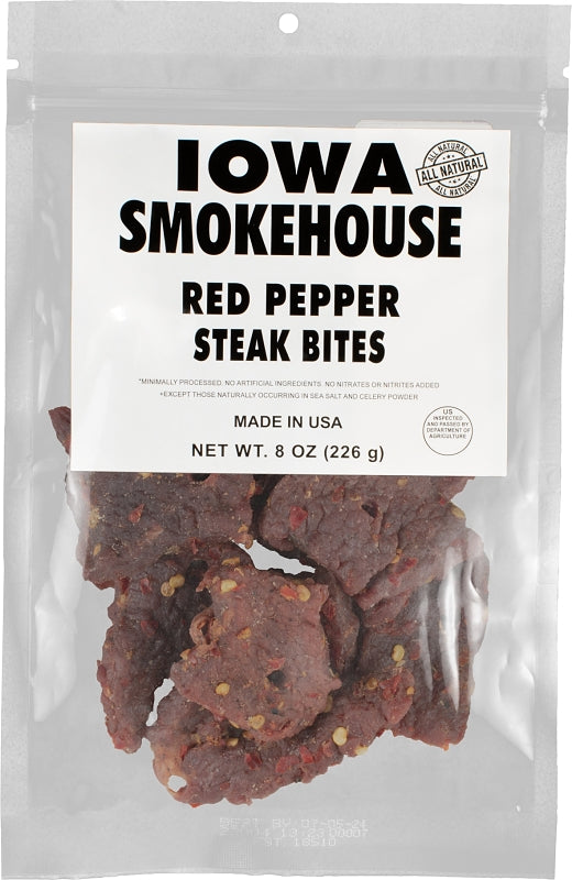 Iowa Smokehouse IS-SBRP-6CT Steak Bites, Red Pepper, 8 oz Resealable Bag