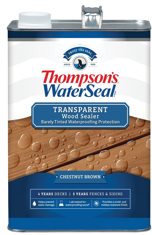 Thompson's WaterSeal TH.091301-16 Waterproofing Stain, Chestnut Brown, 1 gal, Can