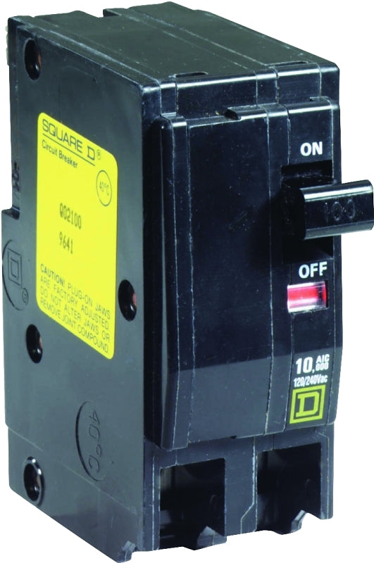 Square D QO QO2100CP Circuit Breaker, Mini, 100 A, 2 -Pole, 120/240 VAC, 48 VDC, Plug Mounting, Black