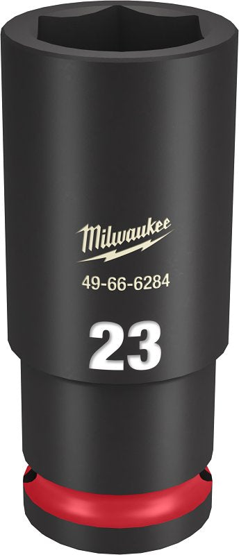 Milwaukee SHOCKWAVE Impact Duty Series 49-66-6284 Deep Impact Socket, 23 mm Socket, 1/2 in Drive, Square Drive, 6-Point