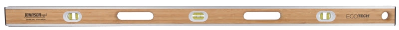 Johnson Eco-Tech Series 1610-4800 Bamboo Level, 48 in L, 6-Vial, Non-magnetic, Wood, Brown