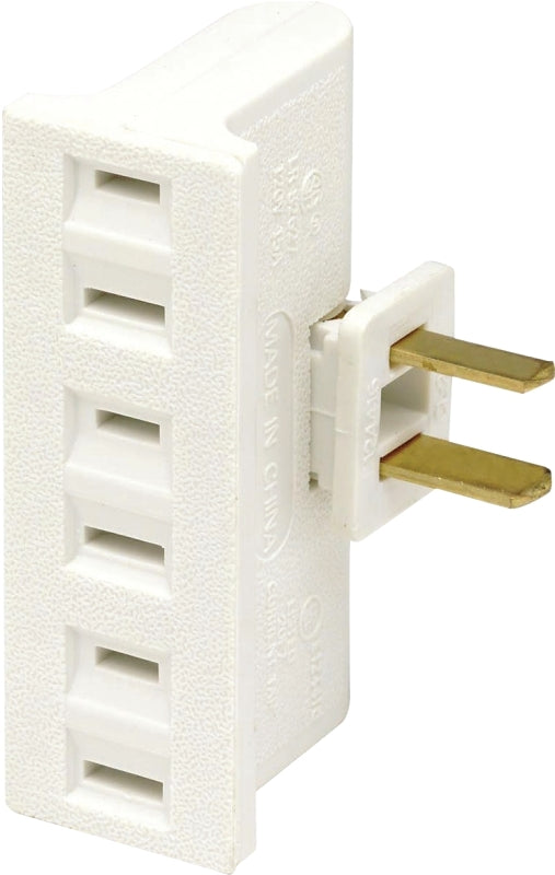 Leviton C24-00069-00W Triple Tap Outlet Adapter, 2 -Pole, 15 A, 125 V, 3 -Outlet, NEMA: NEMA 1-15R, White