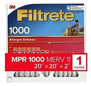 Filtrete Allergen Defense Series NADP02-2IN-4 Air Filter, 20 in L, 20 in W, 11 MERV, 1000 MPR, Polypropylene Frame