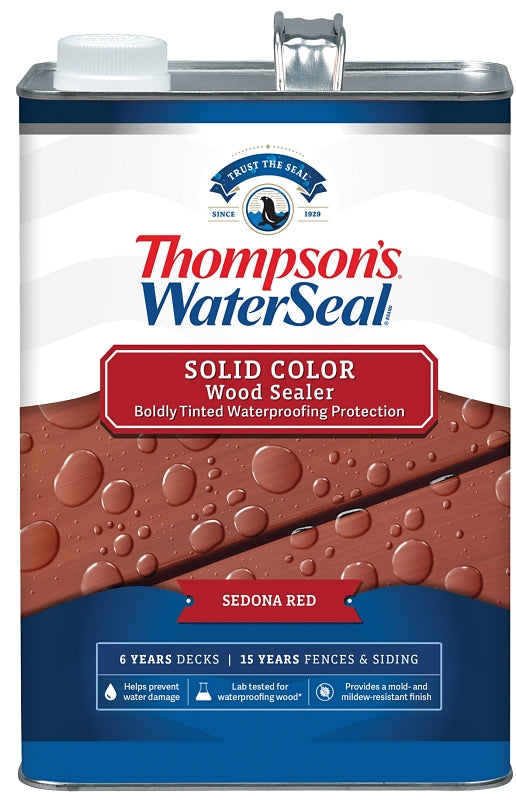 Thompson's WaterSeal TH.093201-16 Wood Sealer, Solid, Liquid, Sedona Red, 1 gal