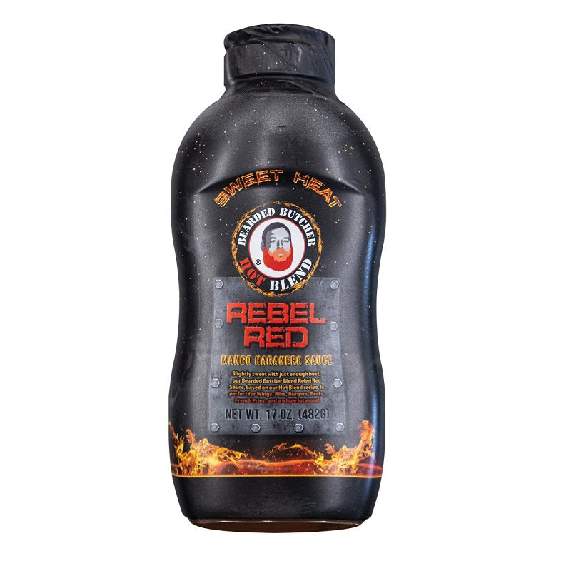 Bearded Butcher Rebel Red BB-1475 Hot Sauce, Mango Habanero, 17 fl-oz Bottle