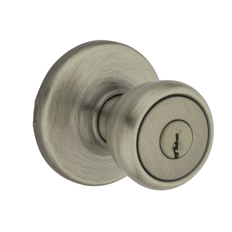 Kwikset 400T 5 6AL RCS K3 Entry Knob, Antique Brass, Zinc, KW1 Keyway, Re-Key Technology: Smartkey, Residential