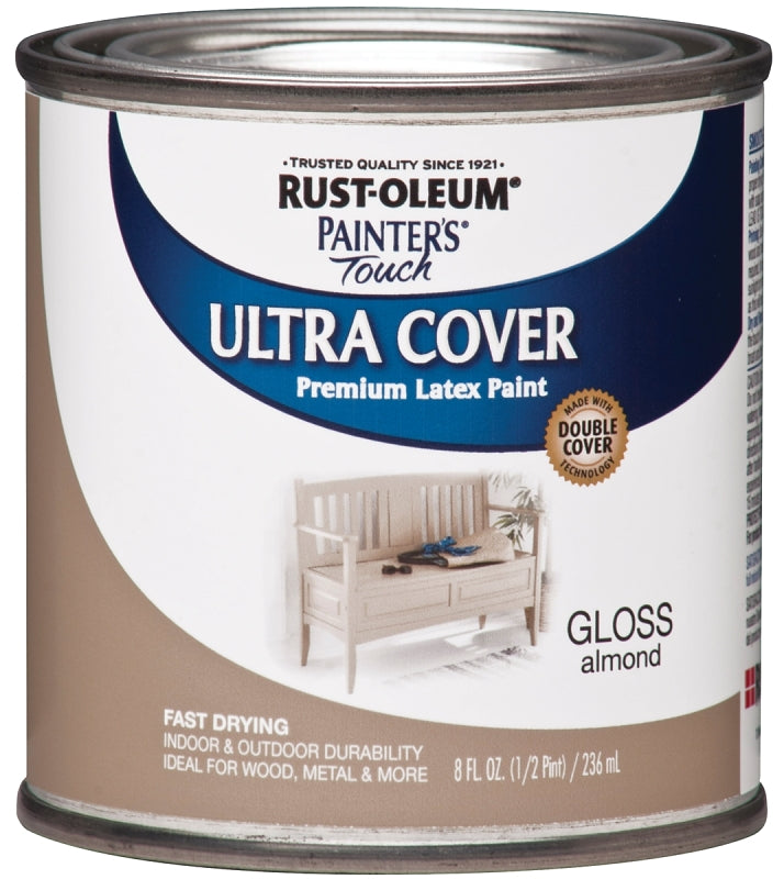 Painter's Touch Ultra Cover 1994730 Enamel Paint, Water Base, Gloss Sheen, Almond, 0.5 pt, Can, 120 sq-ft Coverage Area