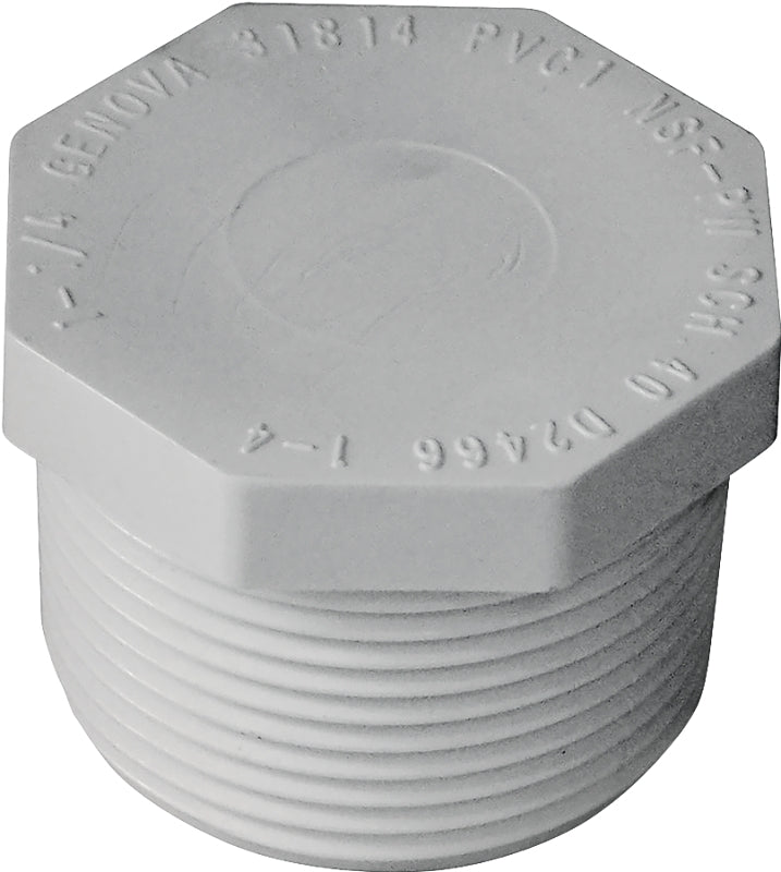 Xirtec 140 435625 Pipe Plug, 1-1/4 in, MPT, PVC, White, SCH 40 Schedule