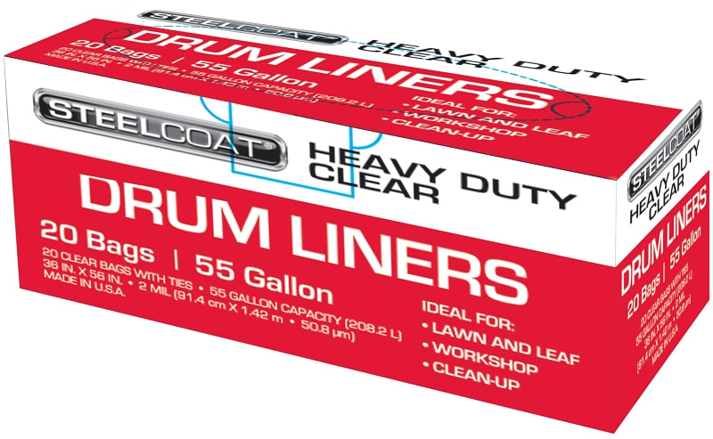 Steelcoat FG-P9934-10A Drum Liner, 55 gal, Clear