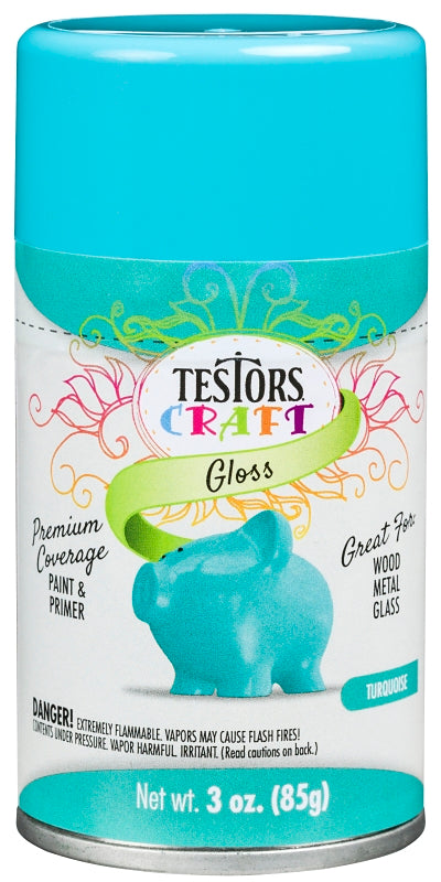 Testors 304358 Craft Spray Paint, Gloss, Turquoise, 3 oz, Can