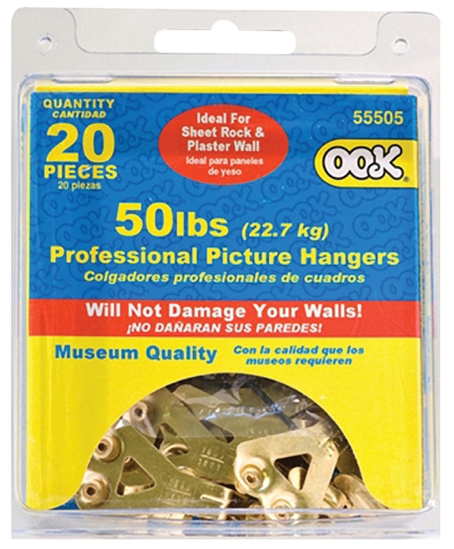 OOK 55505 Picture Hanger, 50 lb, Steel, Brass, Gold