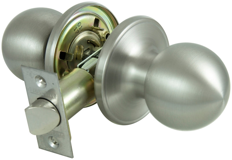 ProSource T3630V-PS Passage Door Lockset, Knob Handle, Metal, Stainless Steel, 2-3/8 to 2-3/4 in Backset