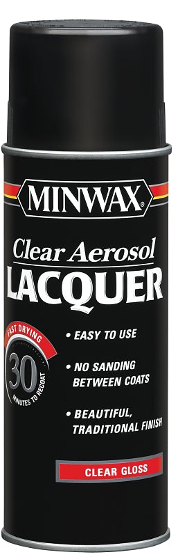 Minwax 15200 Brushing Lacquer, Gloss, Liquid, Clear, 12 oz, Aerosol Can