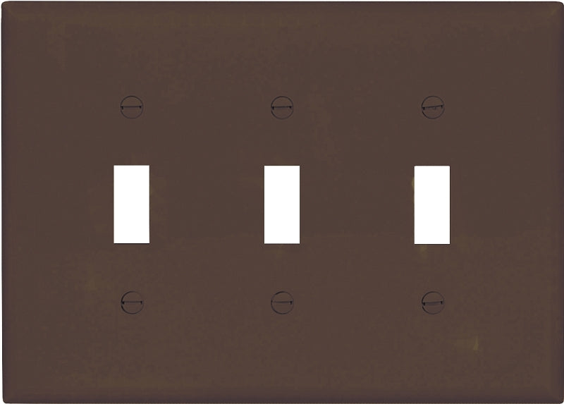 Eaton Wiring Devices PJ3B Wallplate, 4-7/8 in L, 6.37 in W, 3 -Gang, Polycarbonate, Brown, High-Gloss