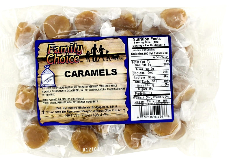 Family Choice 1138 Candy, Caramel Flavor, 8 oz