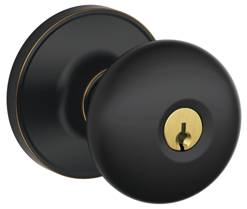 Schlage Stratus Series J54 STR 716 Entry Knob Set, Knob Handle, Aged Bronze, Metal, C Keyway, Residential, Grade 3 Grade
