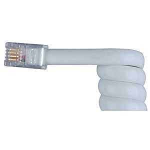 RCA TP282WR Handset Coil Cord, 24 AWG Wire, 4 -Conductor, Polyethylene Sheath, White Sheath, 25 ft L