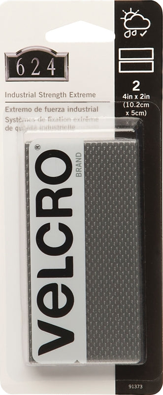 VELCRO Brand 91373 Fastener, 2 in W, 4 in L, Titanium, 15 lb