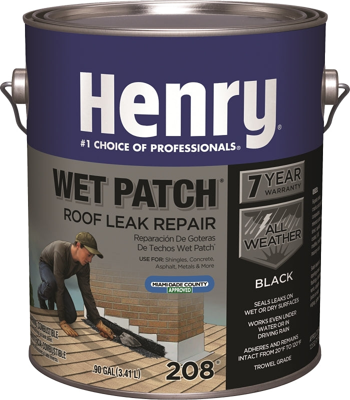 Henry Wet Patch 208R Series HE208042 Roof Cement, Black, Liquid, 1 gal Can