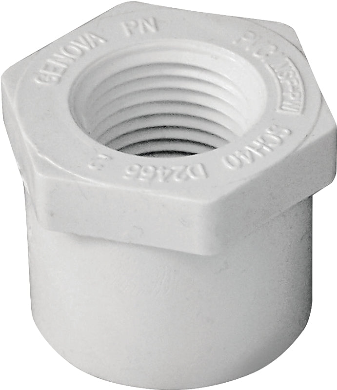 Xirtec 140 435724 Reducing Bushing, 1 x 1/2 in, Spigot x FPT, White, SCH 40 Schedule, 150 psi Pressure