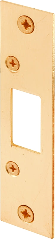 Defender Security E 2432 Deadbolt Strike, 4-7/8 in L, 1-1/8 in W, Steel, Brass