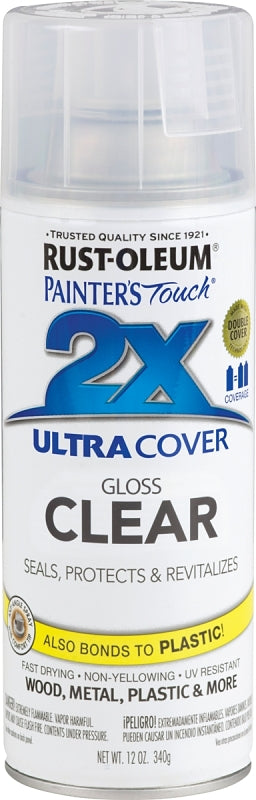 2X Ultra Cover 334029 Spray Paint, Gloss, Clear, 12 oz, Can