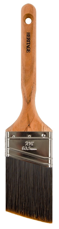 NOUR Heritage 3881-63N Angular Paint Brush, 2-1/2 in W, 3 in L Bristle, Nylon/Polyester Bristle, Sash Handle