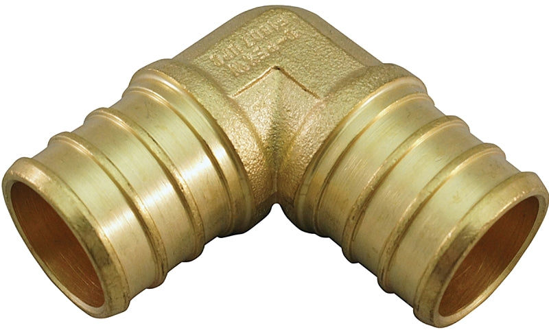 Apollo Valves ApolloPEX Series APXE3410PK Pipe Elbow, 3/4 in, Barb, 90 deg Angle, Brass, 200 psi Pressure