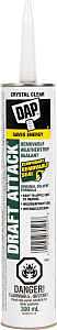 DAP DRAFT ATTACK 7079878351 Removable Weather Strip Sealant, Crystal Clear, 5 to 38 deg C, 300 mL Cartridge