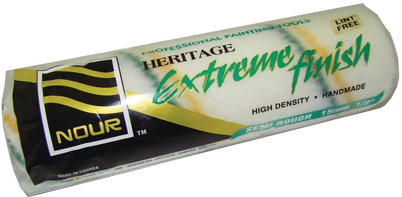 NOUR Heritage Extreme Z 9HE15 Paint Roller Refill, 1/2 in Thick Nap, 9-1/2 in L, Fabric Cover