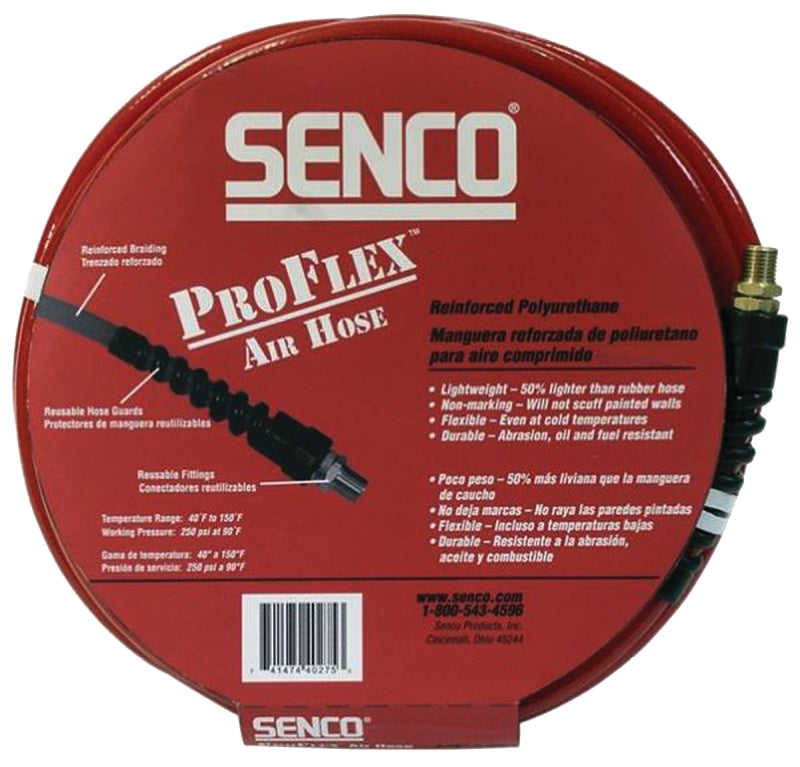 Senco PC0977 Air Hose, 1/4 in OD, 50 ft L, MPT, 250 psi Pressure, Polyurethane