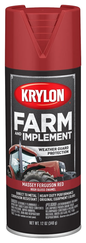 Krylon K01939000 Farm Equipment Spray, High-Gloss, Massey Ferguson Red, 12 oz