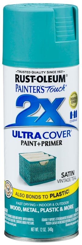 2X Ultra Cover 334090 Spray Paint, Satin, Vintage Teal, 12 oz, Can
