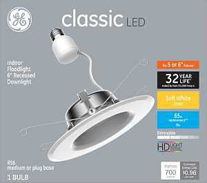 GE 93131416 Recessed Downlight with Dimmer Switch, 120 V, 1-Lamp, LED Lamp, Soft White