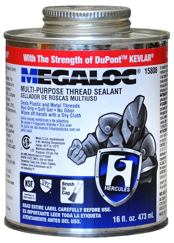 Oatey Megaloc 15808 Thread Sealant, 16 oz Can, Liquid, Paste, Blue