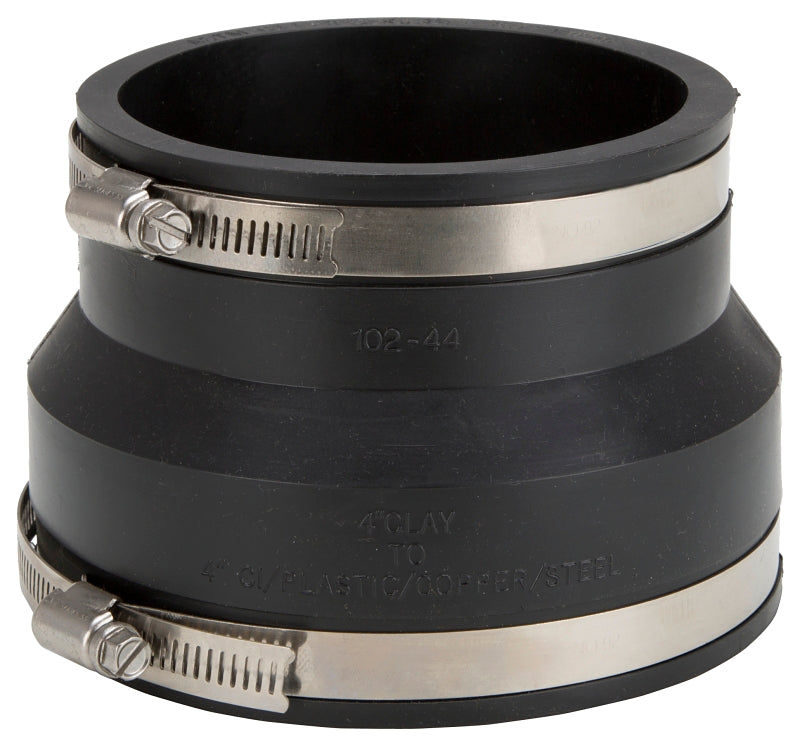 ProSource Coupling, 4 x 4 in, PVC, Black