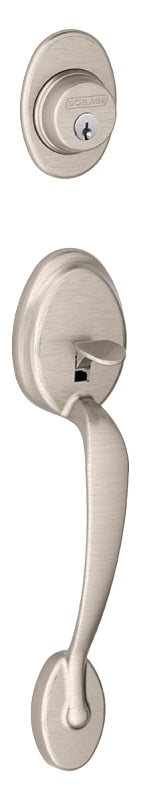 Schlage F60PLYGEO619 Combination Lockset, Mechanical Lock, Handleset with Knob Handle, Round Design, Satin Nickel, Yes