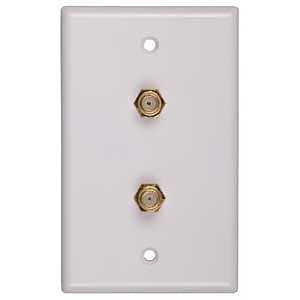 Voxx CVH128R Double Coaxial Wallplate, 1-Gang, White