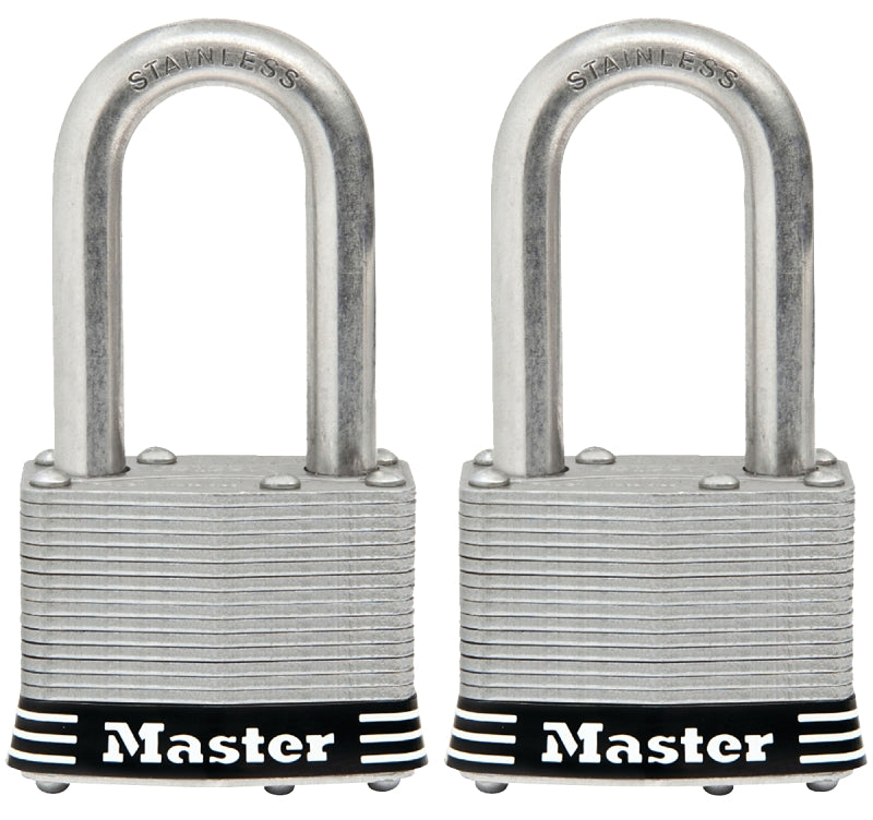 Master Lock 1SSTLFHC Padlock Set, Keyed Alike Key, 5/16 in Dia Shackle, 1-1/2 in H Shackle, Stainless Steel Shackle