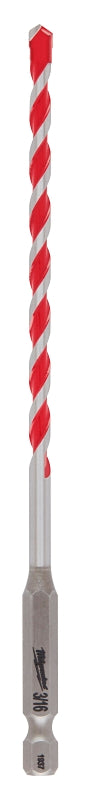 Milwaukee SHOCKWAVE 48-20-9006 Drill Bit, 3/16 in Dia, 6 in OAL, Wide Flute, 1/4 in Dia Shank, Hex Shank