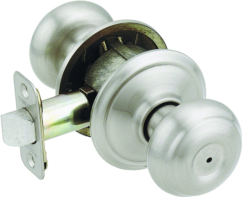 Schlage Georgian Series F40GEO619 Privacy Lockset, Round Design, Knob Handle, Satin Nickel, Metal, Yes