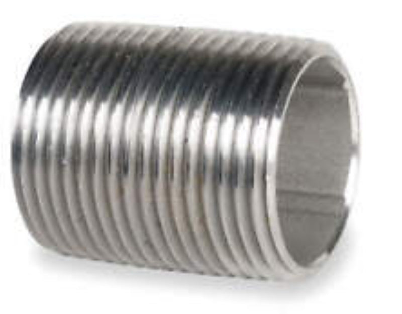 Midland Industries 48140 Close Pipe Nipple, 1-1/2 in, NPT, Stainless Steel, SCH 40 Schedule, 1-3/4 in L