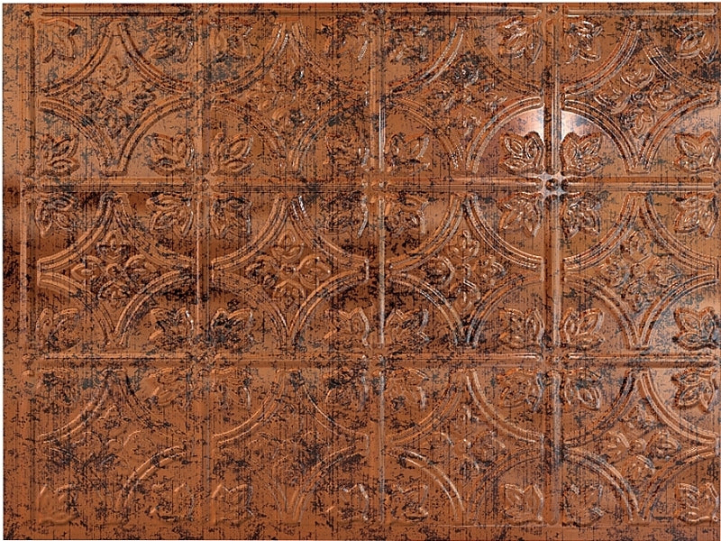 Fasade D6018 Backsplash Panel, 24 in L, 18 in W, Thermoplastic, Moonstone Copper