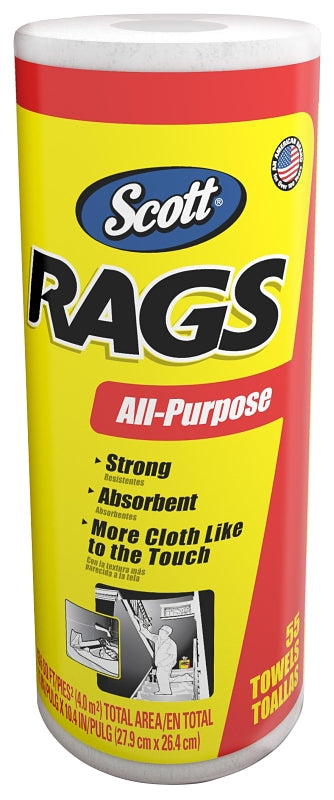 Scott 75230 Painter's Rag, 10.4 x 11 in, Cellulose Fiber, White